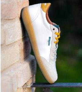 BLAUER – Sneaker Uomo in Pelle Murray Bianco/Verde/Giallo