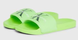 CALVIN KLEIN JEANS – Ciabatte Uomo in Tela Jasmine Verde/Nero
