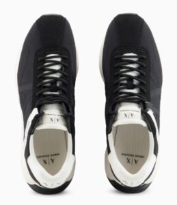 ARMANI EXCHANGE – Scarpe Uomo Sneakers in Tessuto Tecnico, Mesh e Camoscio Nero