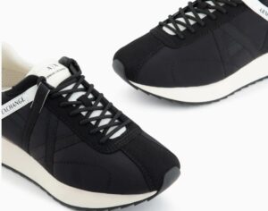 ARMANI EXCHANGE – Scarpe Uomo Sneakers in Tessuto Tecnico, Mesh e Camoscio Nero