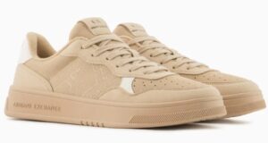 ARMANI EXCHANGE – Scarpe Uomo Sneakers Effetto Scamosciato con Dettaglio a Contrasto Beige