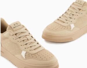 ARMANI EXCHANGE – Scarpe Uomo Sneakers Effetto Scamosciato con Dettaglio a Contrasto Beige