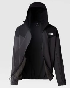 THE NORTH FACE – Giacca Wind Track con Cappuccio Asphalt Grey-TNF Black