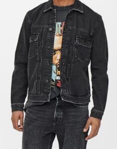 ONLY & SONS – Giacca Uomo di Jeans a Led Zeppelin Denim Trucker Nero