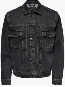 ONLY & SONS – Giacca Uomo di Jeans a Led Zeppelin Denim Trucker Nero