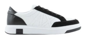 ARMANI EXCHANGE – Scarpe Uomo Sneakers in Ecopelle Effetto Scamosciato Nero/Bianco