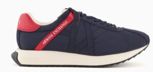 ARMANI EXCHANGE – Scarpe Uomo Sneakers in Tessuto Tecnico, Mesh e Camoscio Blu Navy
