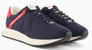 ARMANI EXCHANGE – Scarpe Uomo Sneakers in Tessuto Tecnico, Mesh e Camoscio Blu Navy