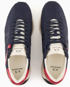 ARMANI EXCHANGE – Scarpe Uomo Sneakers in Tessuto Tecnico, Mesh e Camoscio Blu Navy