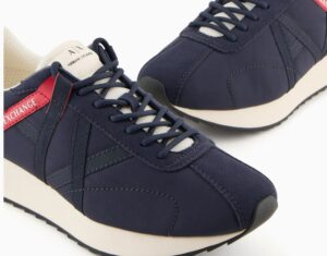 ARMANI EXCHANGE – Scarpe Uomo Sneakers in Tessuto Tecnico, Mesh e Camoscio Blu Navy