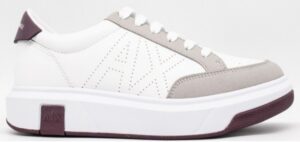 ARMANI EXCHANGE – Scarpe Uomo Sneakers in Ecopelle Effetto Scamosciato Bianco/Bordeaux