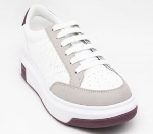 ARMANI EXCHANGE – Scarpe Uomo Sneakers in Ecopelle Effetto Scamosciato Bianco/Bordeaux