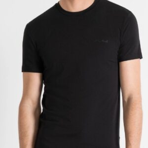 ANTONY MORATO – T-Shirt Uomo in Cotone Stretch con Stampa Logo Gommata ad Iniezione Nero
