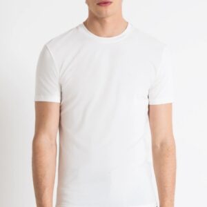 ANTONY MORATO – T-Shirt Uomo in Cotone Stretch con Stampa Logo Gommata ad Iniezione Bianco