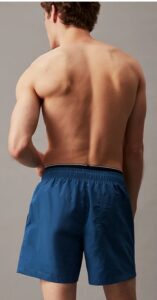 CALVIN KLEIN – Pantaloncini Uomo Da Bagno Corti Con Fascia In Vita Doppia Faded Teal