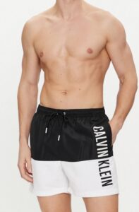 CALVIN KLEIN – Pantaloncini Uomo da Bagno Swimwear Nero/Bianco