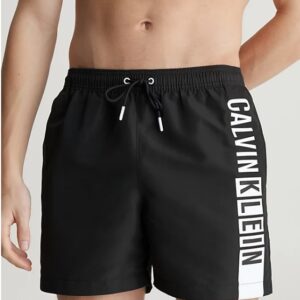 CALVIN KLEIN – Pantaloncini Da Bagno Con Cordoncino Medio Intense Power Nero