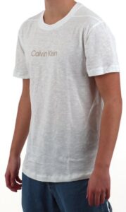 CALVIN KLEIN – T-Shirt Uomo Crew Neck Logo Bianco
