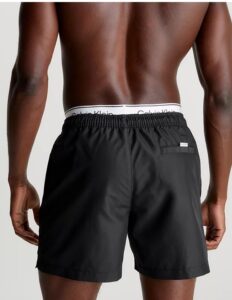 CALVIN KLEIN – Pantaloncini Uomo da Bagno Corti con Fascia in Vita Doppia Nero
