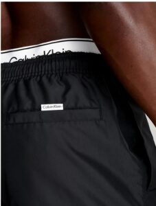 CALVIN KLEIN – Pantaloncini Uomo da Bagno Corti con Fascia in Vita Doppia Nero