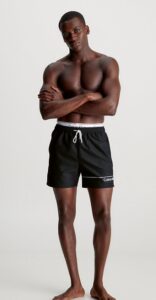 CALVIN KLEIN – Pantaloncini Uomo da Bagno Corti con Fascia in Vita Doppia Nero