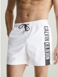 CALVIN KLEIN – Pantaloncini Da Bagno Con Cordoncino Medio Intense Power Bianco