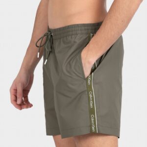 CALVIN KLEIN – Pantaloncini Da Bagno Con Cordoncino Medio Logo Tape Verde