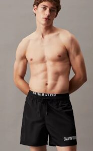 CALVIN KLEIN – Pantaloncini Uomo da Bagno Corti con Fascia in Vita Doppia Intense Power Nero
