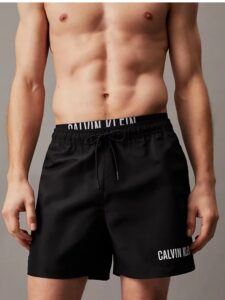 CALVIN KLEIN – Pantaloncini Uomo da Bagno Corti con Fascia in Vita Doppia Intense Power Nero