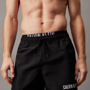 CALVIN KLEIN – Pantaloncini Uomo da Bagno Corti con Fascia in Vita Doppia Intense Power Nero
