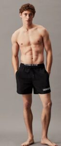 CALVIN KLEIN – Pantaloncini Uomo da Bagno Corti con Fascia in Vita Doppia Intense Power Nero