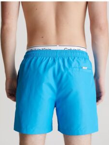 CALVIN KLEIN – Pantaloncini Uomo da Bagno Corti con Fascia in Vita Doppia Malibu Blu