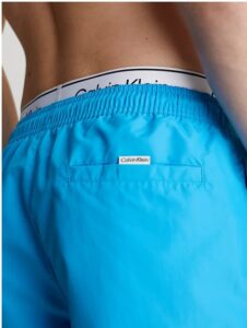 CALVIN KLEIN – Pantaloncini Uomo da Bagno Corti con Fascia in Vita Doppia Malibu Blu