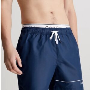 CALVIN KLEIN – Pantaloncini Uomo da Bagno Corti con Fascia in Vita Doppia Blu Navy