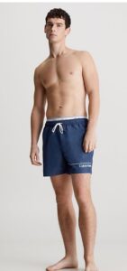 CALVIN KLEIN – Pantaloncini Uomo da Bagno Corti con Fascia in Vita Doppia Blu Navy