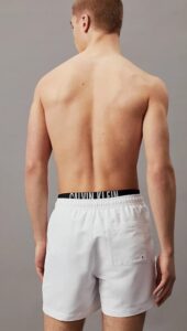 CALVIN KLEIN – Pantaloncini Uomo da Bagno Corti con Fascia in Vita Doppia Intense Power Bianco