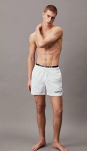 CALVIN KLEIN – Pantaloncini Uomo da Bagno Corti con Fascia in Vita Doppia Intense Power Bianco