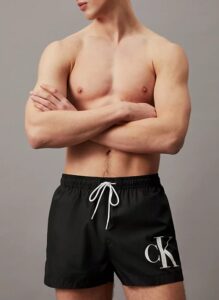CALVIN KLEIN – Pantaloncini Uomo da Bagno con Cordoncino Corto Nero