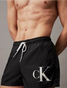 CALVIN KLEIN – Pantaloncini Uomo da Bagno con Cordoncino Corto Nero