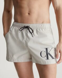 CALVIN KLEIN – Pantaloncini Uomo da Bagno con Cordoncino Corto Silver Lining