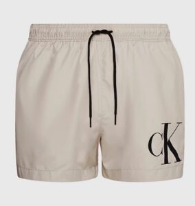 CALVIN KLEIN – Pantaloncini Uomo da Bagno con Cordoncino Corto Silver Lining
