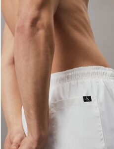 CALVIN KLEIN – Pantaloncini Uomo Da Bagno Con Cordoncino Corto Bianco Classico