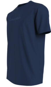 CALVIN KLEIN – T-Shirt Uomo Crew Neck Logo Blu Navy