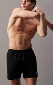 CALVIN KLEIN – Pantaloncini Uomo da Bagno con Cordoncino Medio Nero