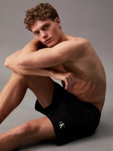 CALVIN KLEIN – Pantaloncini Uomo da Bagno con Cordoncino Medio Nero