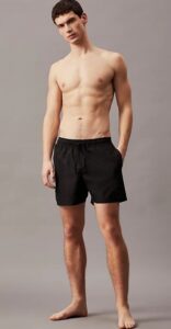 CALVIN KLEIN – Pantaloncini Uomo da Bagno con Cordoncino Medio CK Steel Nero