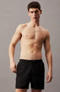 CALVIN KLEIN – Pantaloncini Uomo da Bagno con Cordoncino Medio CK Steel Nero