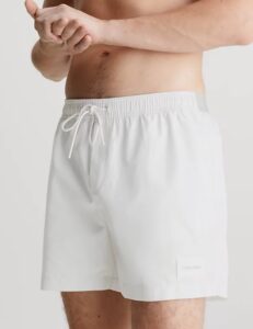 CALVIN KLEIN – Pantaloncini Uomo da Bagno con Cordoncino Medio CK Steel Bianco