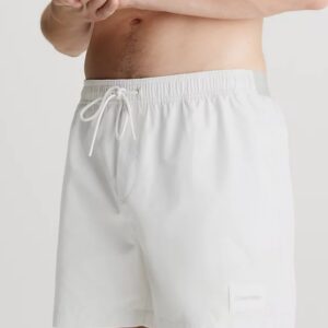 CALVIN KLEIN – Pantaloncini Uomo da Bagno con Cordoncino Medio CK Steel Bianco