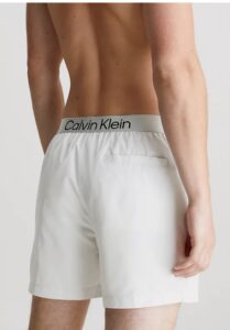 CALVIN KLEIN – Pantaloncini Uomo da Bagno con Cordoncino Medio CK Steel Bianco